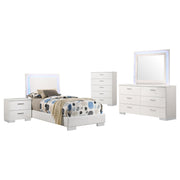 Felicity 5-piece Twin Bedroom Set White High Gloss - 203500T-S5L