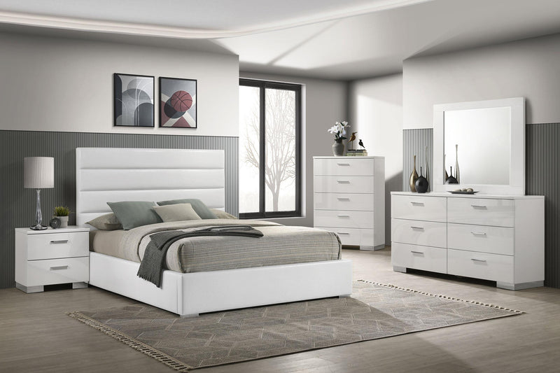 Felicity 53-inch Upholstered Eastern King Platform Bed White - 203511KE