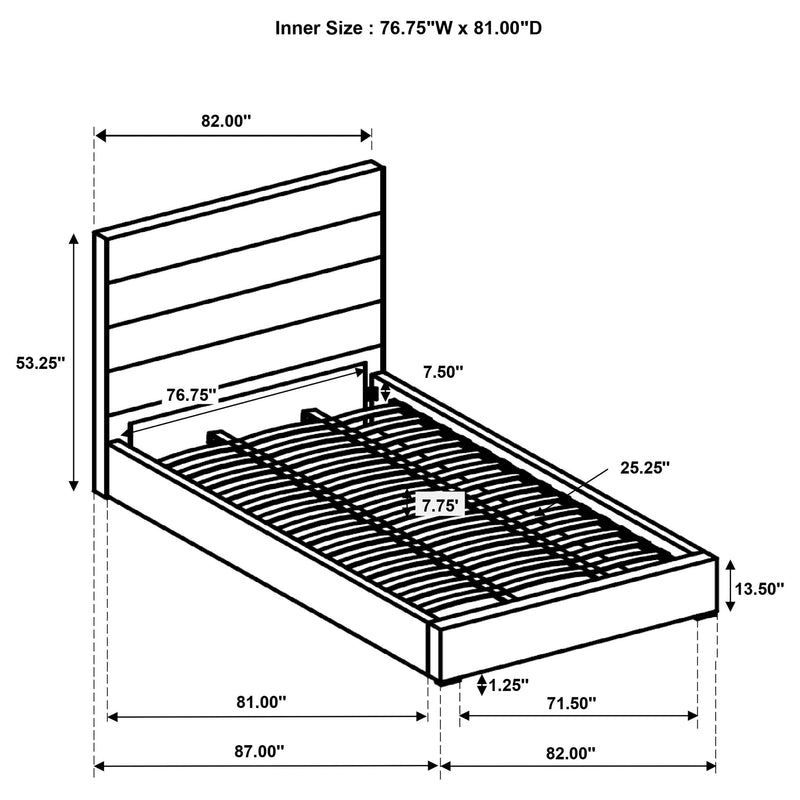 Felicity 53-inch Upholstered Eastern King Platform Bed White - 203511KE