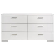 Felicity 6-piece Eastern King Bedroom Set White High Gloss - 203500KE-S6