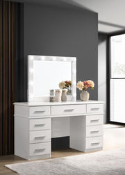 Felicity 9-drawer Vanity Table Lighted Mirror Glossy White - 203507