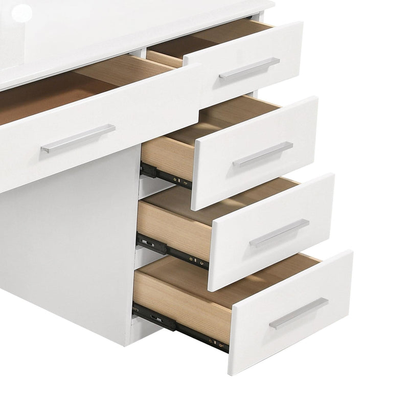Felicity 9-drawer Vanity Table Lighted Mirror Glossy White - 203507