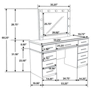 Felicity 9-drawer Vanity Table Lighted Mirror Glossy White - 203507