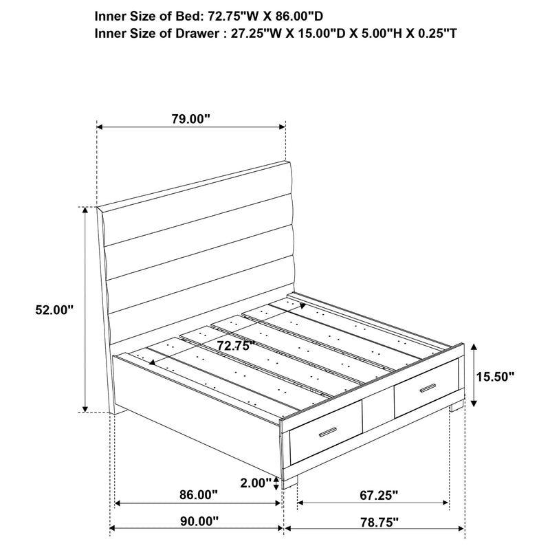 Felicity California King Storage Bed White High Gloss - 203510KW