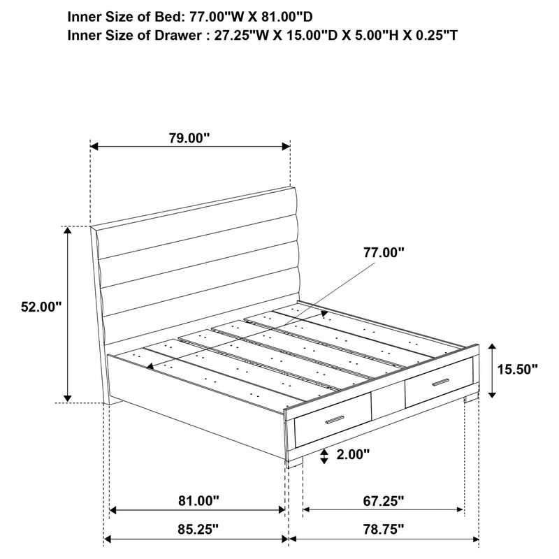Felicity Eastern King Storage Bed White High Gloss - 203510KE