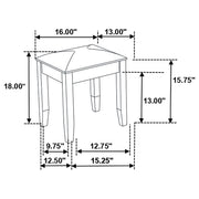 Felicity Upholstered Vanity Stool Metallic and Glossy White - 203507STL