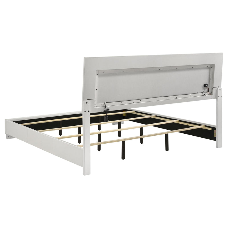 Felicity Wood Eastern King LED Panel Bed White High Gloss - 203500KE