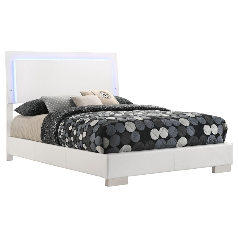 Felicity Wood Full LED Panel Bed White High Gloss - 203500F