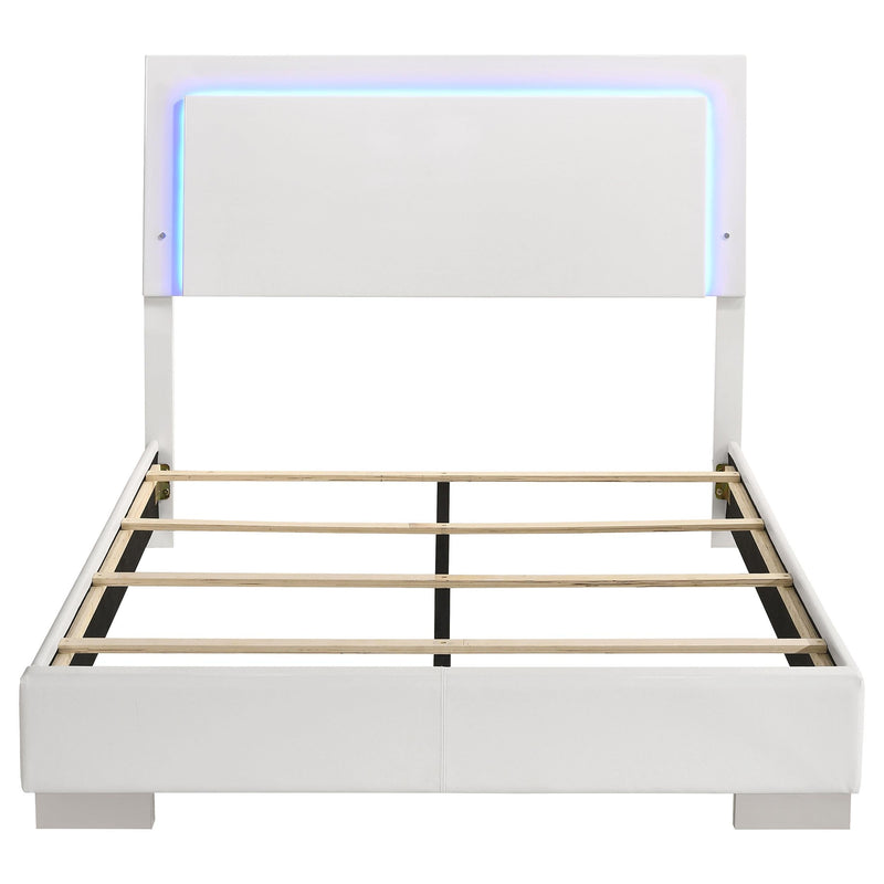 Felicity Wood Full LED Panel Bed White High Gloss - 203500F