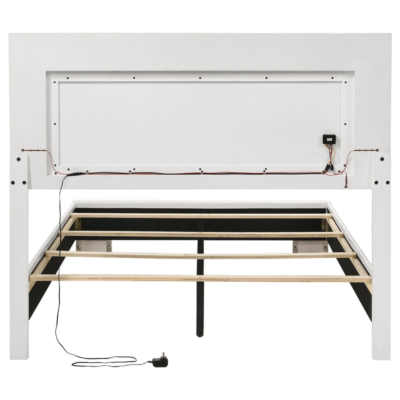Felicity Wood Full LED Panel Bed White High Gloss - 203500F