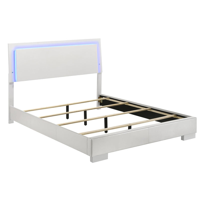 Felicity Wood Queen LED Panel Bed White High Gloss - 203500Q