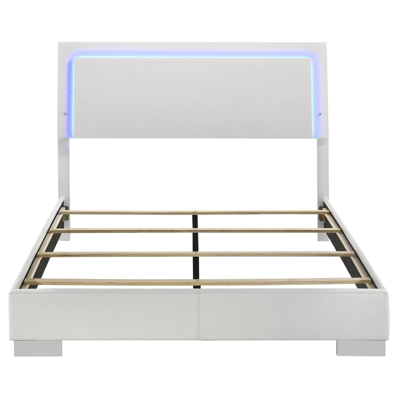 Felicity Wood Queen LED Panel Bed White High Gloss - 203500Q
