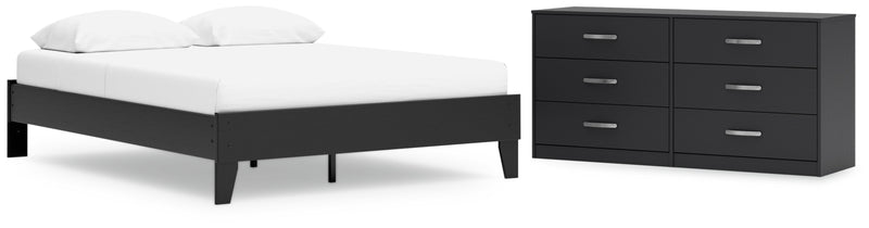 Finch Queen Platform Bed with Dresser in Black from Ashley - DMV Furniture