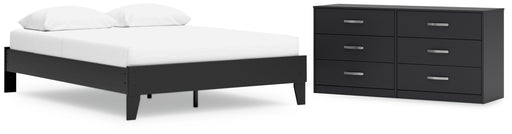 Finch Queen Platform Bed with Dresser in Black from Ashley - DMV Furniture