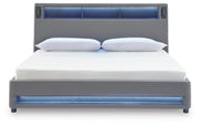 Finigale Gray California King Upholstered Bed with Wireless Audio - PCB2721B22