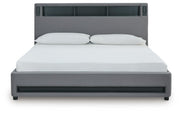 Finigale Gray California King Upholstered Bed with Wireless Audio - PCB2721B22