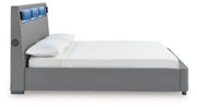 Finigale Gray California King Upholstered Bed with Wireless Audio - PCB2721B22