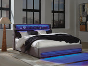 Finigale Gray King Upholstered Bed with Wireless Audio - PCB2721B21