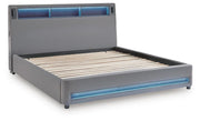 Finigale Gray King Upholstered Bed with Wireless Audio - PCB2721B21