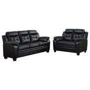 Finley 2-piece Upholstered Padded Arm Tufted Sofa Set Black - 506551-S2