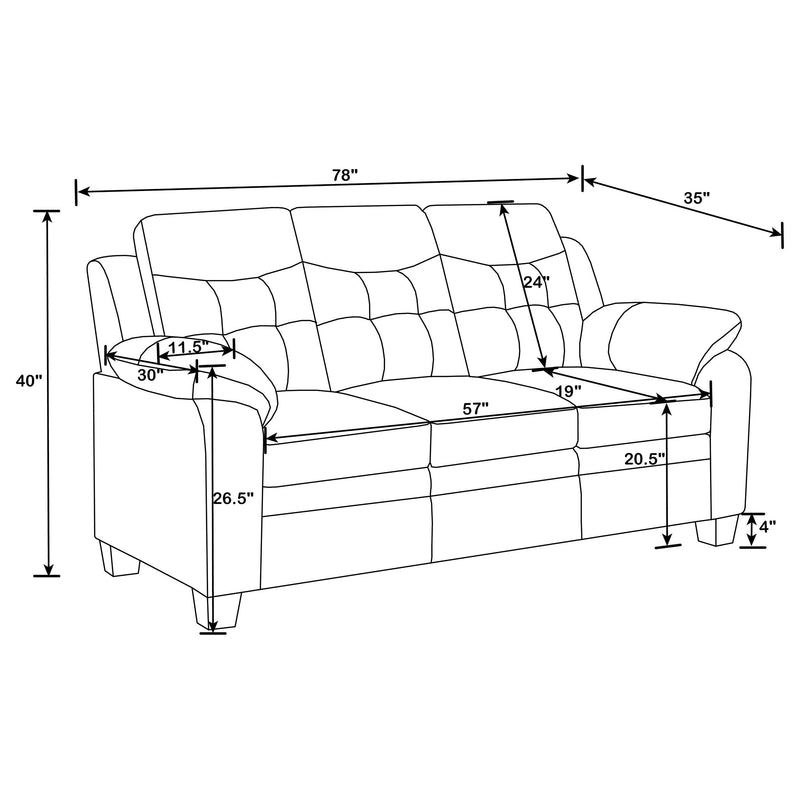 Finley 3-piece Upholstered Padded Arm Tufted Sofa Set Black - 506551-S3