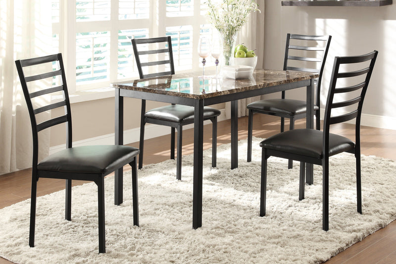 Flannery Black/Brown Faux Marble - Top Dining Set - DMV FurnitureDining Room Set