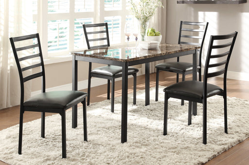 Flannery Black/Brown Faux Marble - Top Dining Set - DMV FurnitureDining Room Set