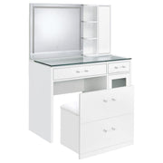 Flora 2-drawer Vanity Set with LED Mirror White High Gloss - 930218