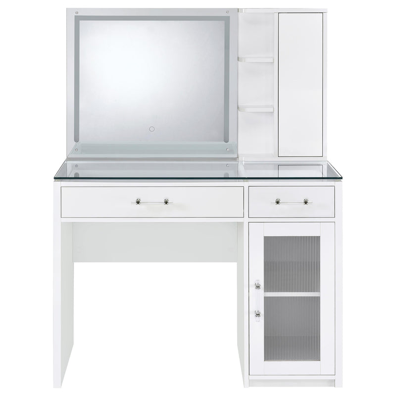 Flora 2-drawer Vanity Set with LED Mirror White High Gloss - 930218