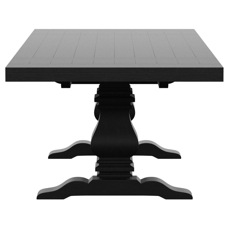 Florence 7-piece 126-inch Extension Dining Table Set Distressed Black - 115531-S7B