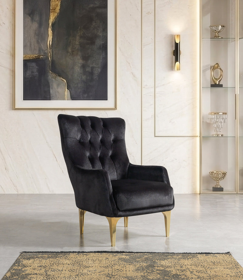 Florence Black Velvet Chair - FLORENCEBLACK-CHAIR