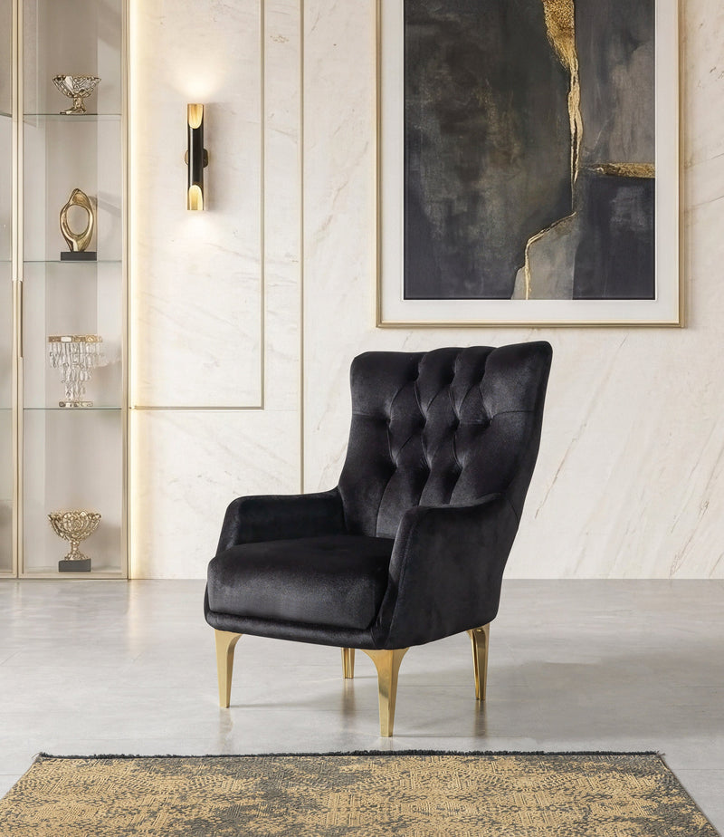 Florence Black Velvet Chair - FLORENCEBLACK-CHAIR