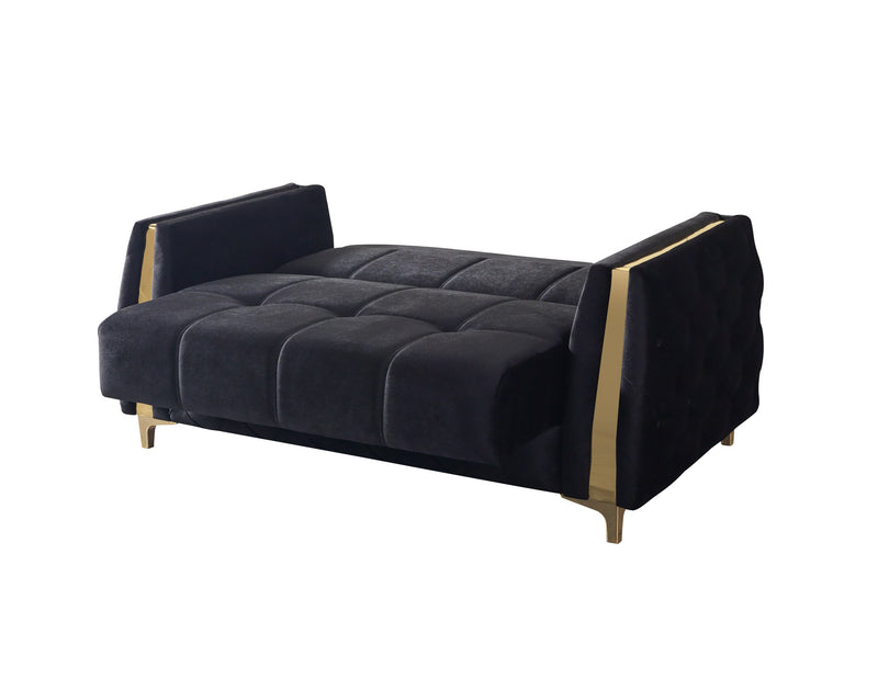 Florence Black Velvet Loveseat 64.5" - FLORENCEBLACK-L