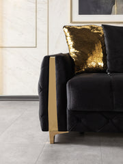 Florence Black Velvet Loveseat 64.5" - FLORENCEBLACK-L