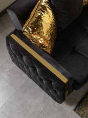 Florence Black Velvet Loveseat 64.5" - FLORENCEBLACK-L