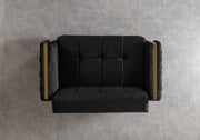 Florence Black Velvet Loveseat 64.5" - FLORENCEBLACK-L