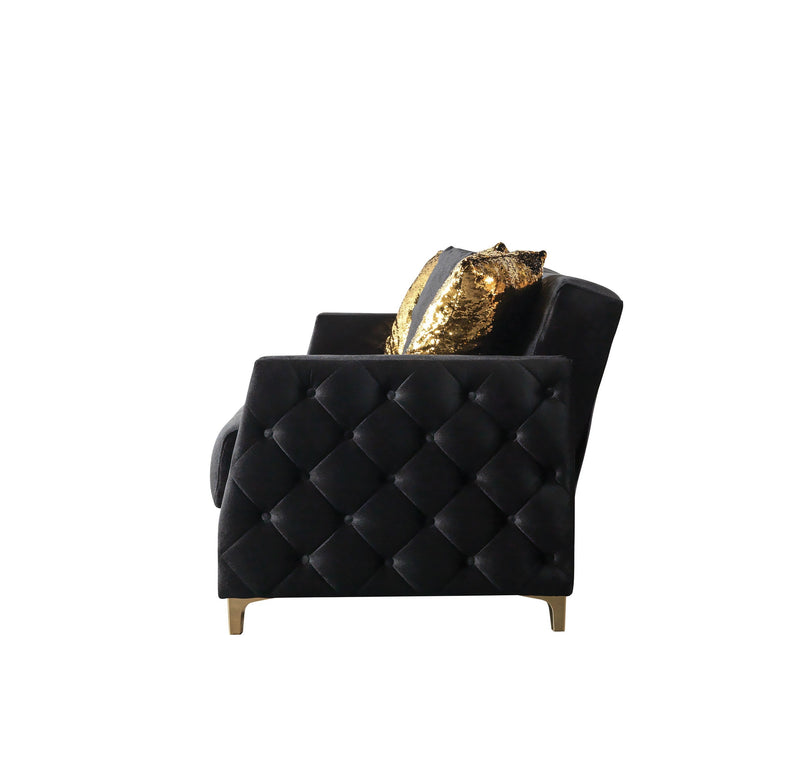 Florence Black Velvet Loveseat 64.5" - FLORENCEBLACK-L