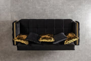 Florence Black Velvet Sofa 88" & Loveseat 64" - FLORENCEBLACK-SL