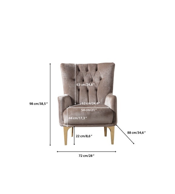 Florence Coffee Velvet Chair - FLORENCECOF-CHAIR