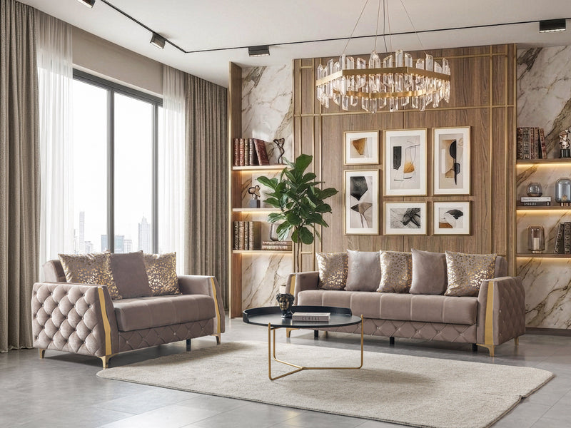 Florence Coffee Velvet Sofa 88" & Loveseat 64" - FLORENCECOF-SL