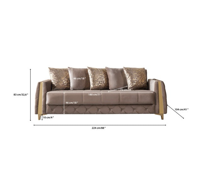 Florence Coffee Velvet Sofa 88" & Loveseat 64" - FLORENCECOF-SL