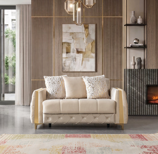 Florence Ivory Velvet Loveseat 64.5" - FLORENCEIVORY-L
