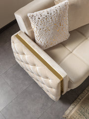 Florence Ivory Velvet Loveseat 64.5" - FLORENCEIVORY-L