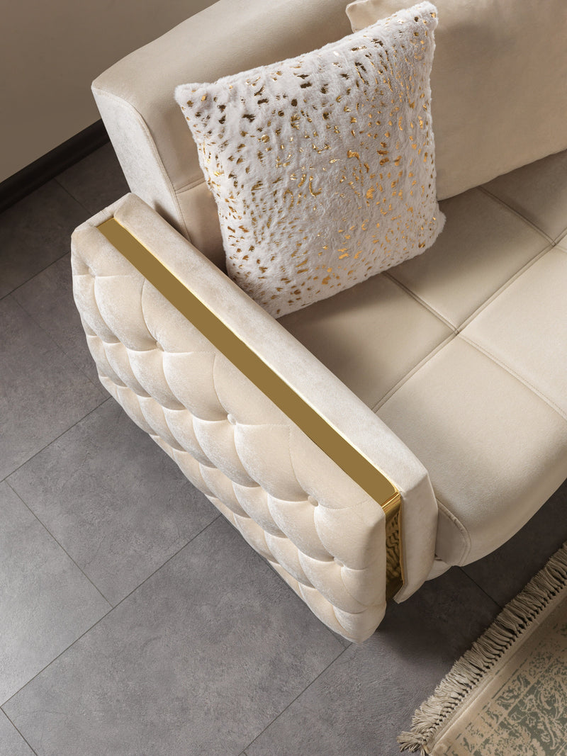 Florence Ivory Velvet Loveseat 64.5" - FLORENCEIVORY-L