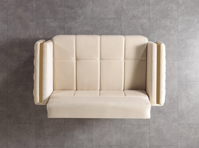 Florence Ivory Velvet Loveseat 64.5" - FLORENCEIVORY-L