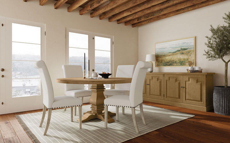 Florence Round 60-inch Wood Dining Table Rustic Honey - 180200