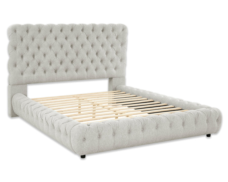 Flory Dove King Upholstered Platform Bed - DMV FurnitureKing Bed