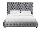 Flory Gray Queen Upholstered Platform Bed - DMV FurnitureQueen Bed
