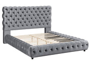 Flory Gray Queen Upholstered Platform Bed - DMV FurnitureQueen Bed