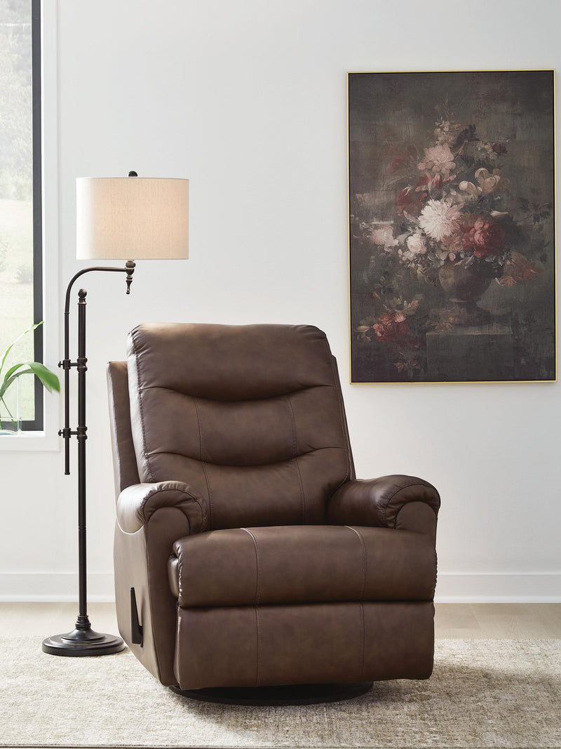 Flynwood Espresso Swivel Glider Recliner - PCU1340061